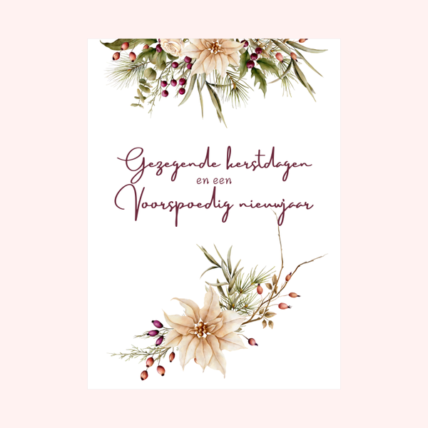 Kerstkaart met kerststuk- Gezegende kerstdagen en een voorspoedig nieuwjaar