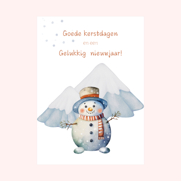 kerstkaart - kinderen - sneeuwpop