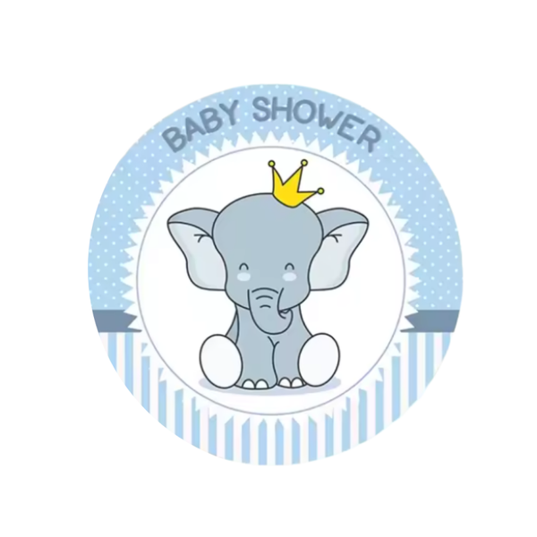 12 cadeaustickers - Babyshower Olifantje - Stickervel