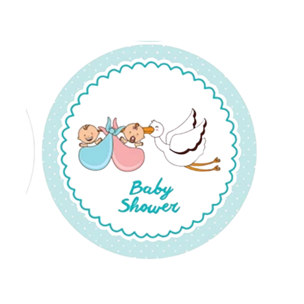 12 cadeaustickers - Babyshower Ooievaar- Stickervel