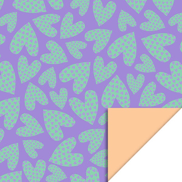 Cadeaupapier Lila hartjes – 30 cm x 3 m