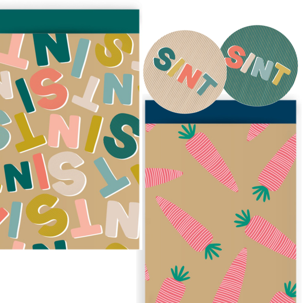 10 cadeauzakjes met stickers- Sinterklaas - Goud