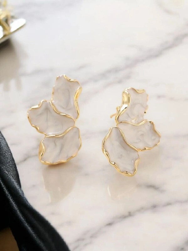 Boucles d’oreilles pétales marbrés dorés