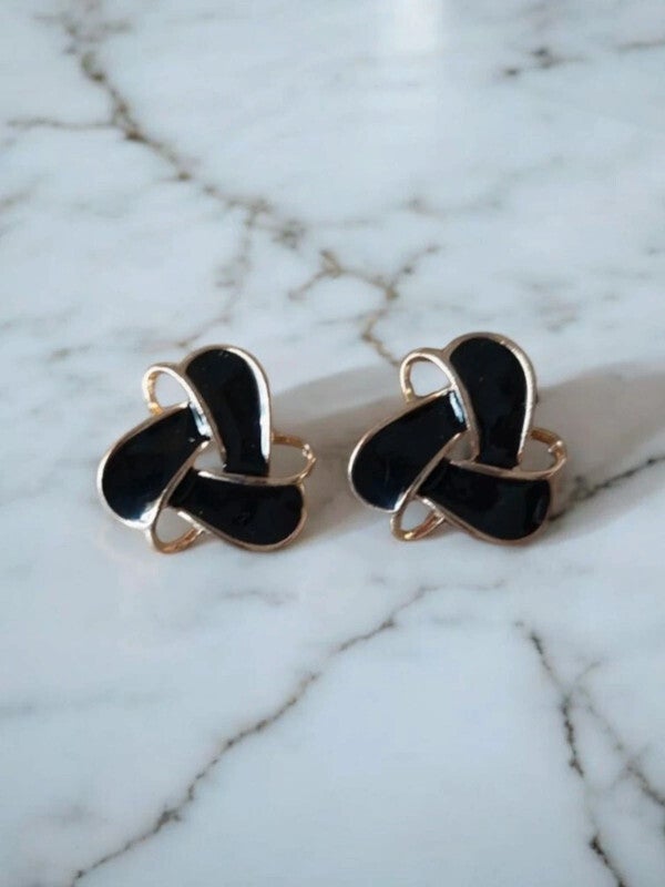 Boucles d’oreilles entrelacées noires et dorées ✨