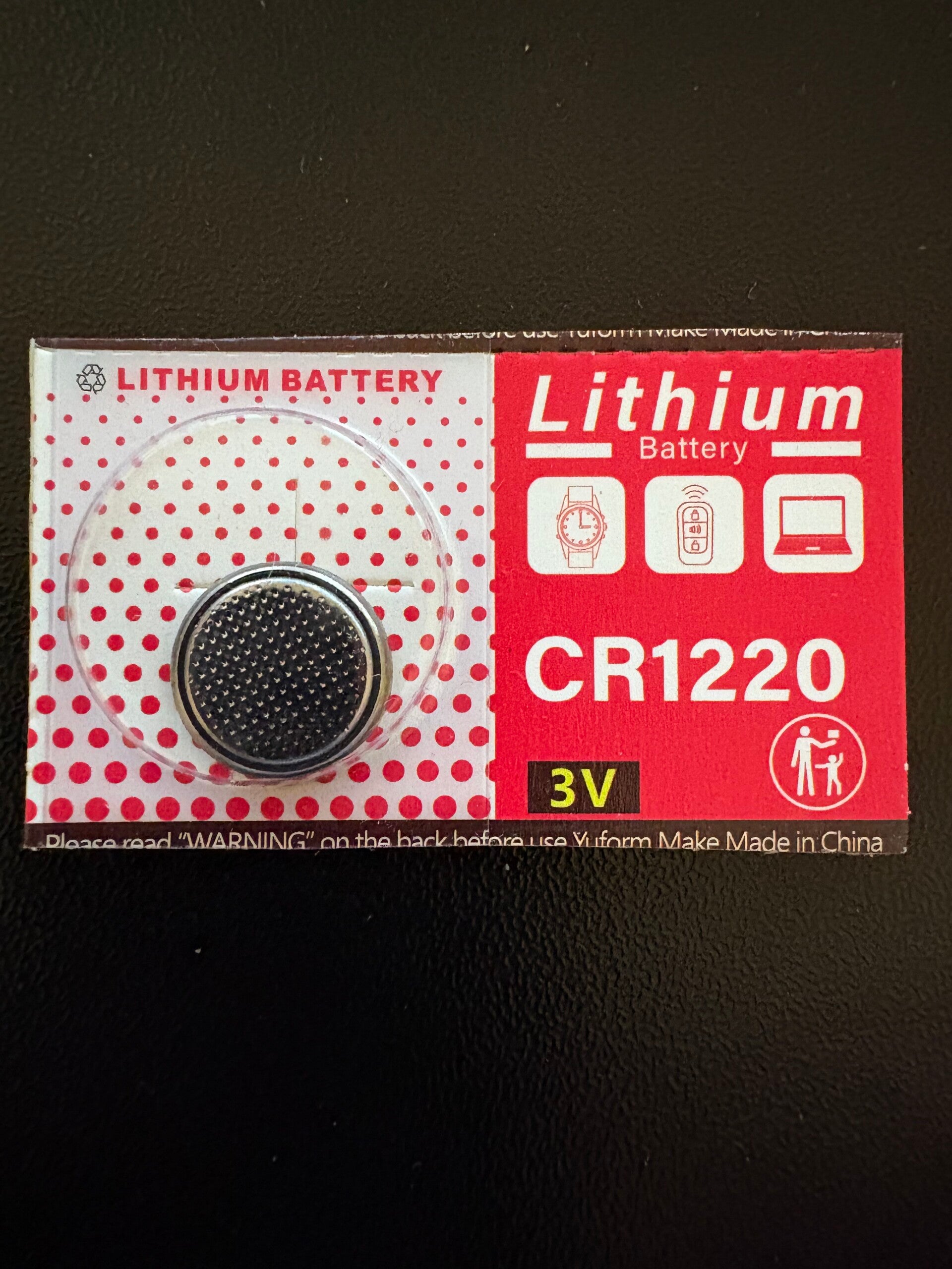 CR1220 lithium haute capacité 3 V VENDU A L'UNITE