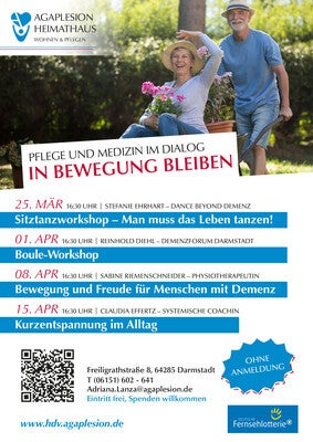 Plakat zum Sitztanzworkshop - man muss das Leben tanzen. veranstaltet von Agaplesion Heimathaus am 25. März 2025