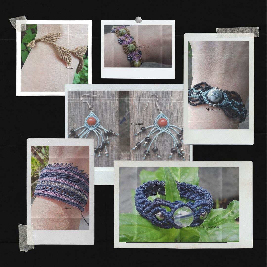 Découvrez une boutique artisanale dédiée aux créations uniques en micro macramé avec des pierres naturelles. Explorez une sélection de bijoux raffinés tels que des bagues, boucles d'oreilles, pendentifs, bracelets et colliers. Je propose également une gam