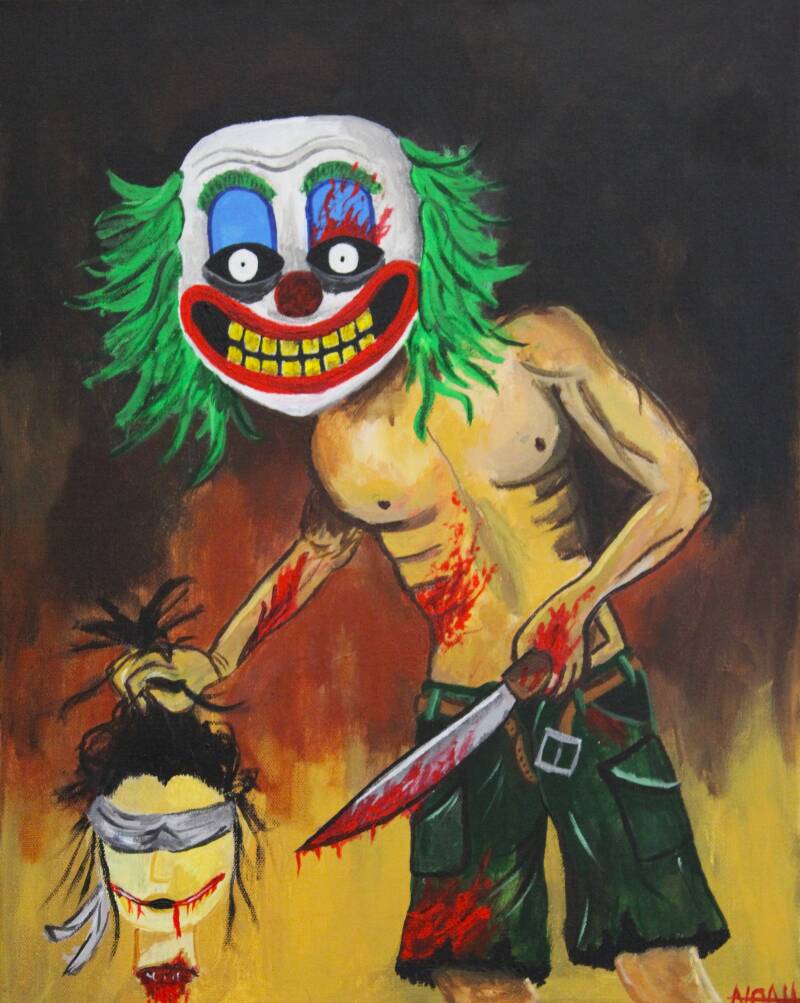 Clown of Justice - Acrylic Paint on Canvas - 20" x 16" 