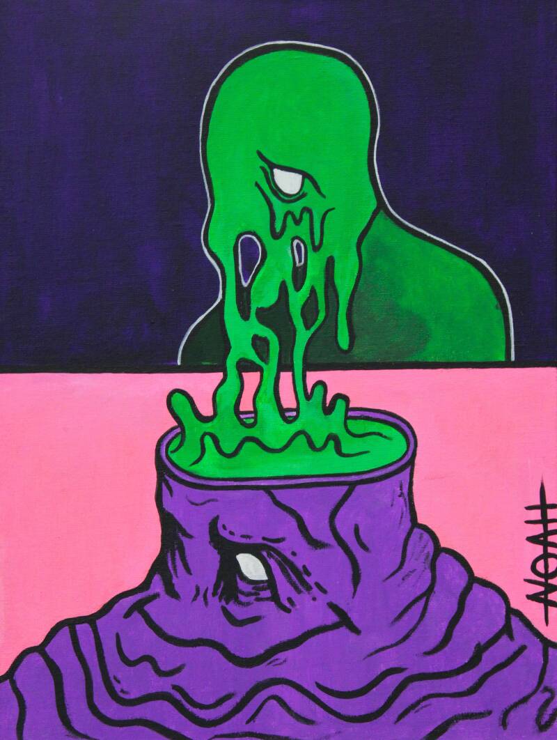 Slime - Acrylic Paint on Canvas Board - 16" x 12"