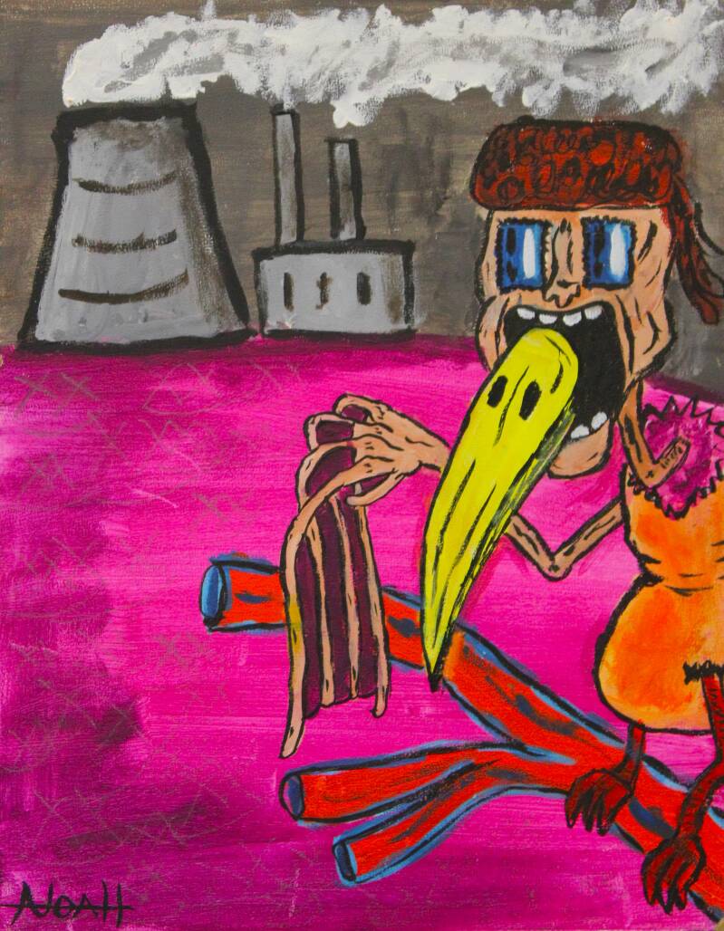 Even The Birds Have Changed - Acrylic Paint and Pencil on Canvas Board - 14" x 11"