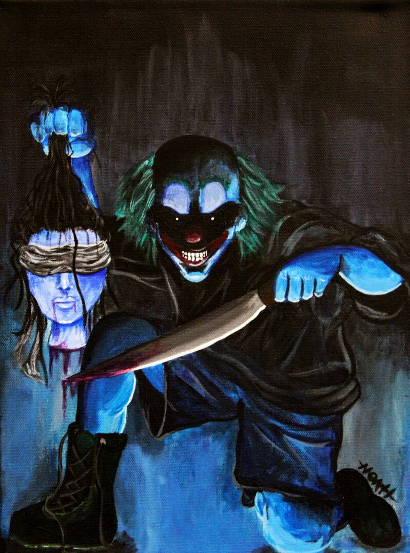 Clown of Justic (Blue) - Acrylic Paint on Canvas - 16" x 12"