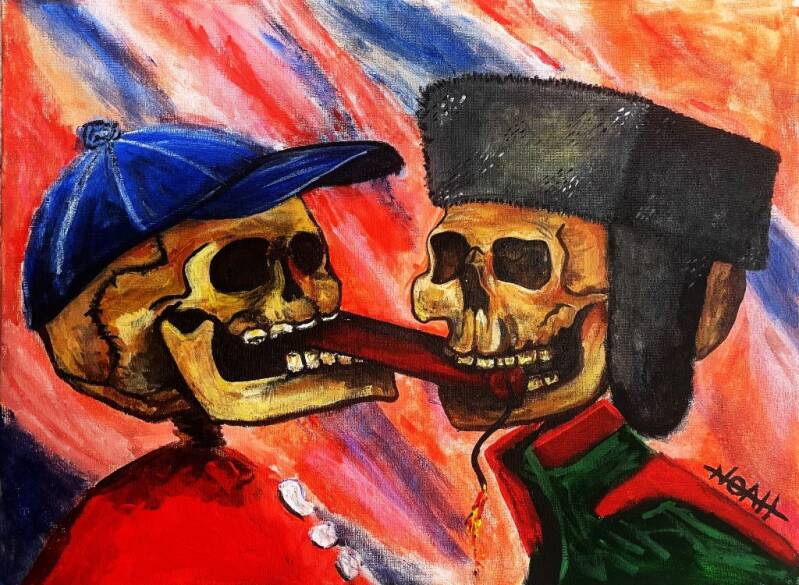 The Red Scare - Acrylic Paint on Canvas Board - 12" x 16"