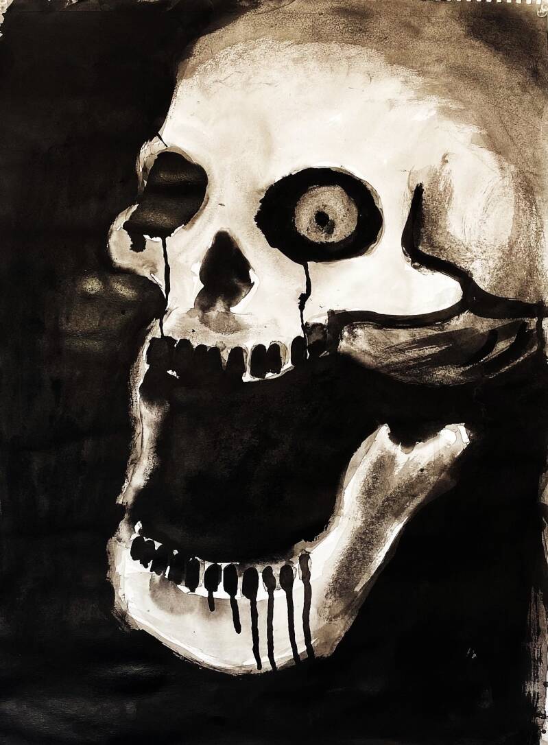 Skull - Ink Wash 18" x 24"