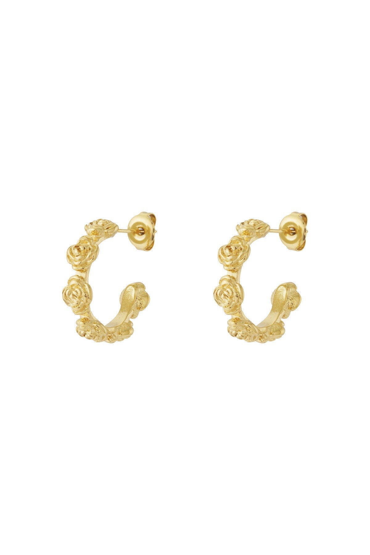 Flowers hoops gold
