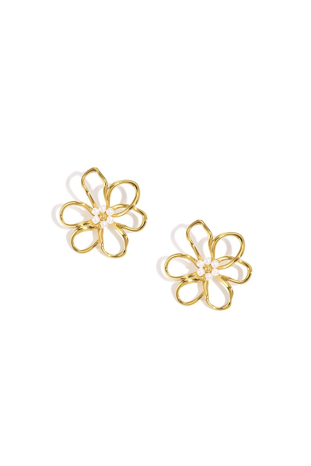 Big flower peals earrings gold