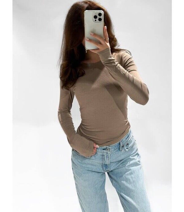 Basic long sleeve taupe