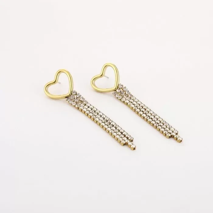 Diamond heart earrings gold