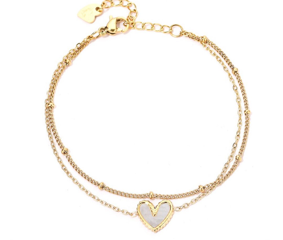 Shell hearts bracelet gold