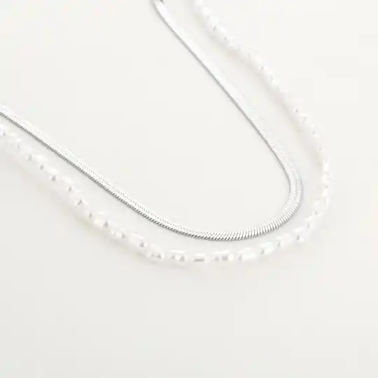 Plated pearl necklace silver