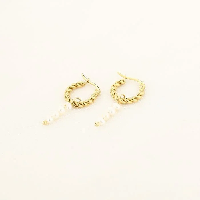 Pearl swirl hoops gold