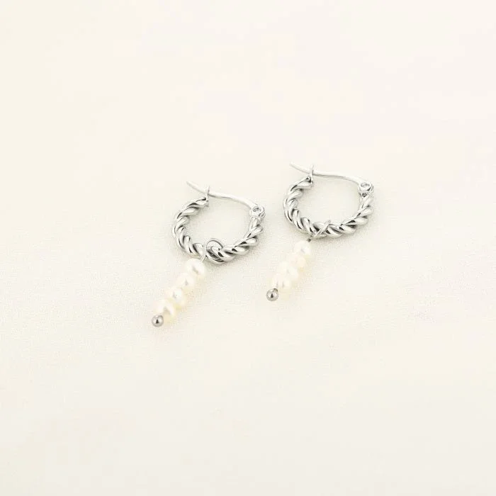 Pearl swirl hoops silver