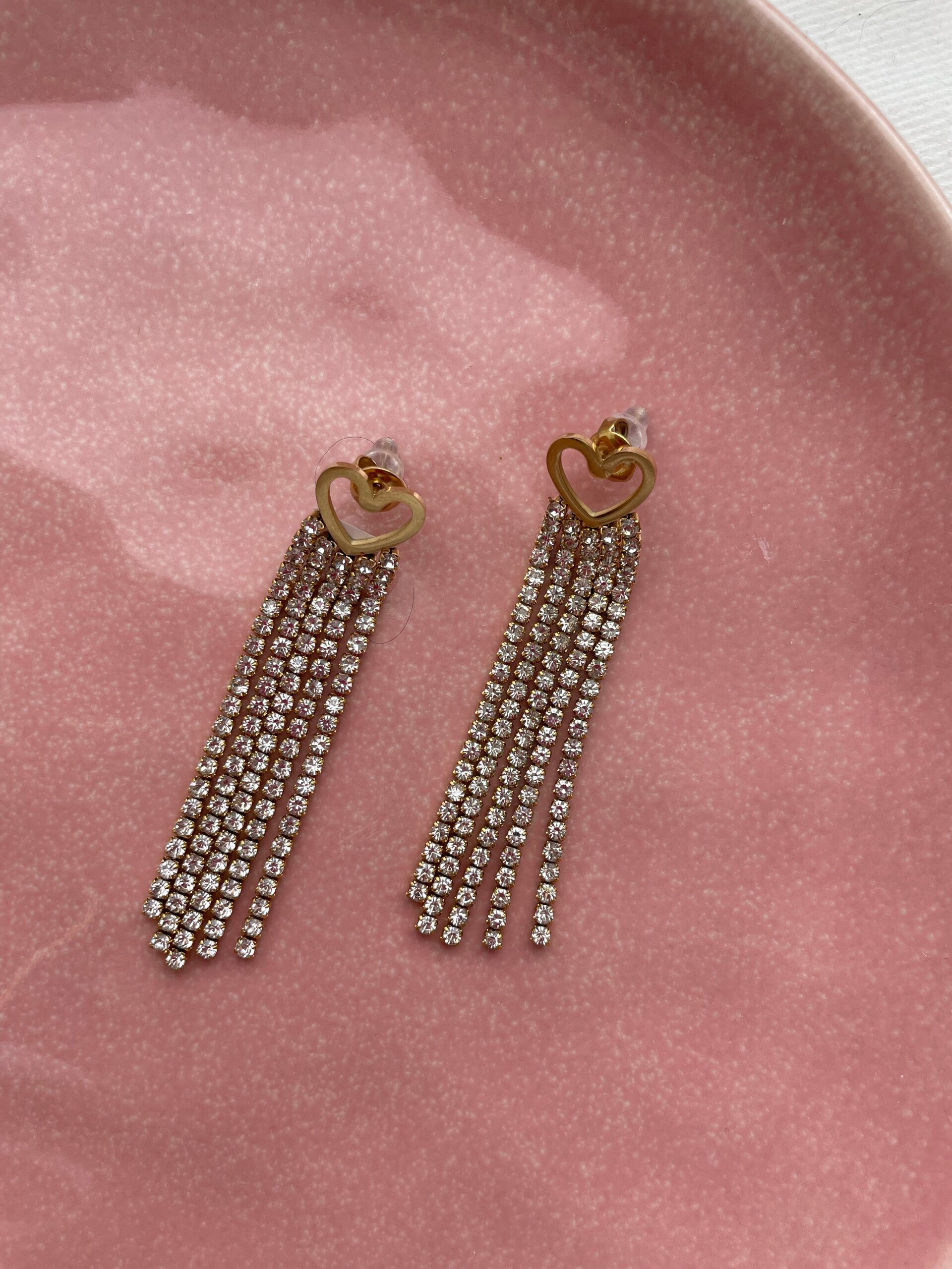 Diamond heart earrings gold