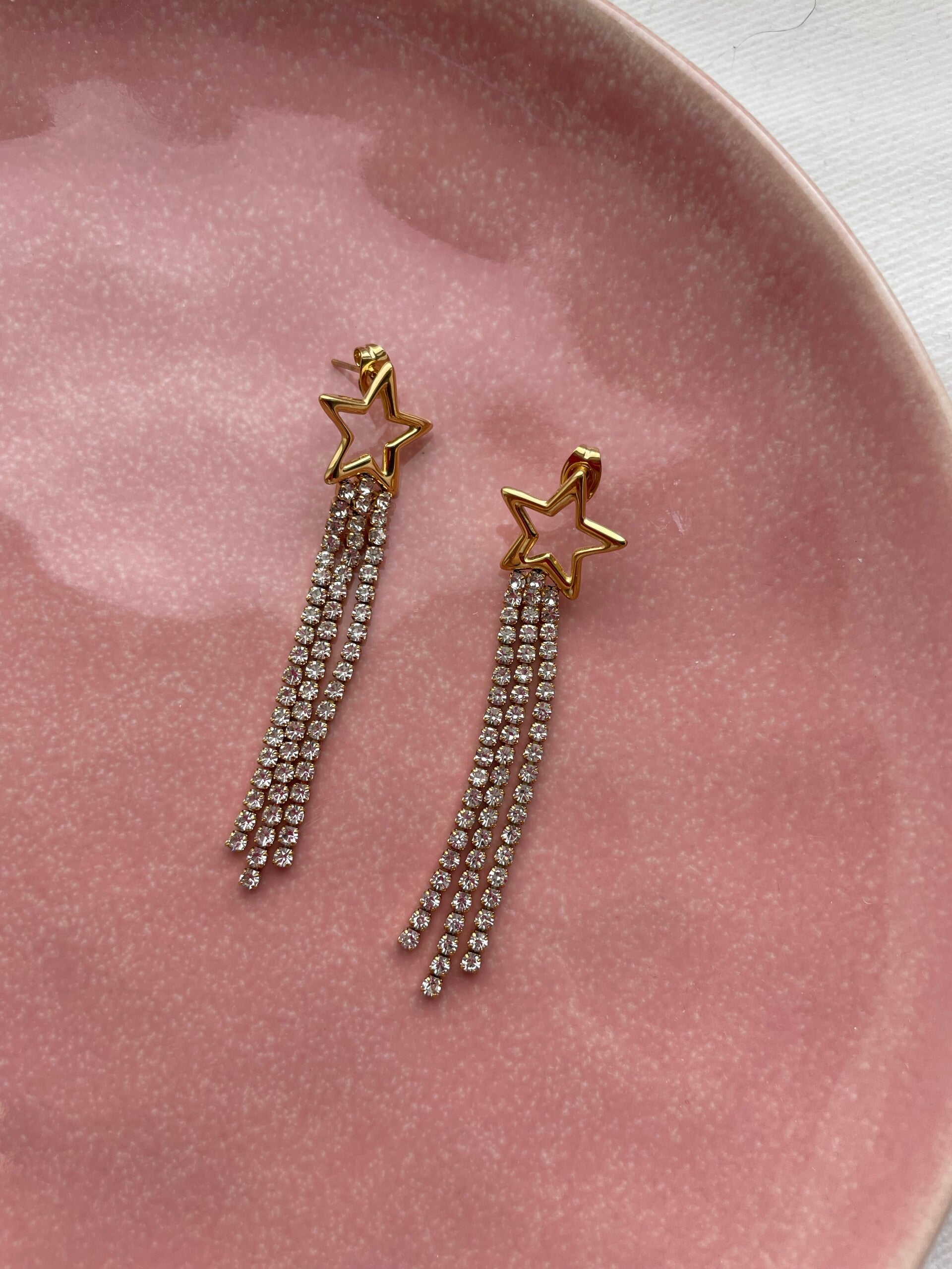 Diamond star earrings gold