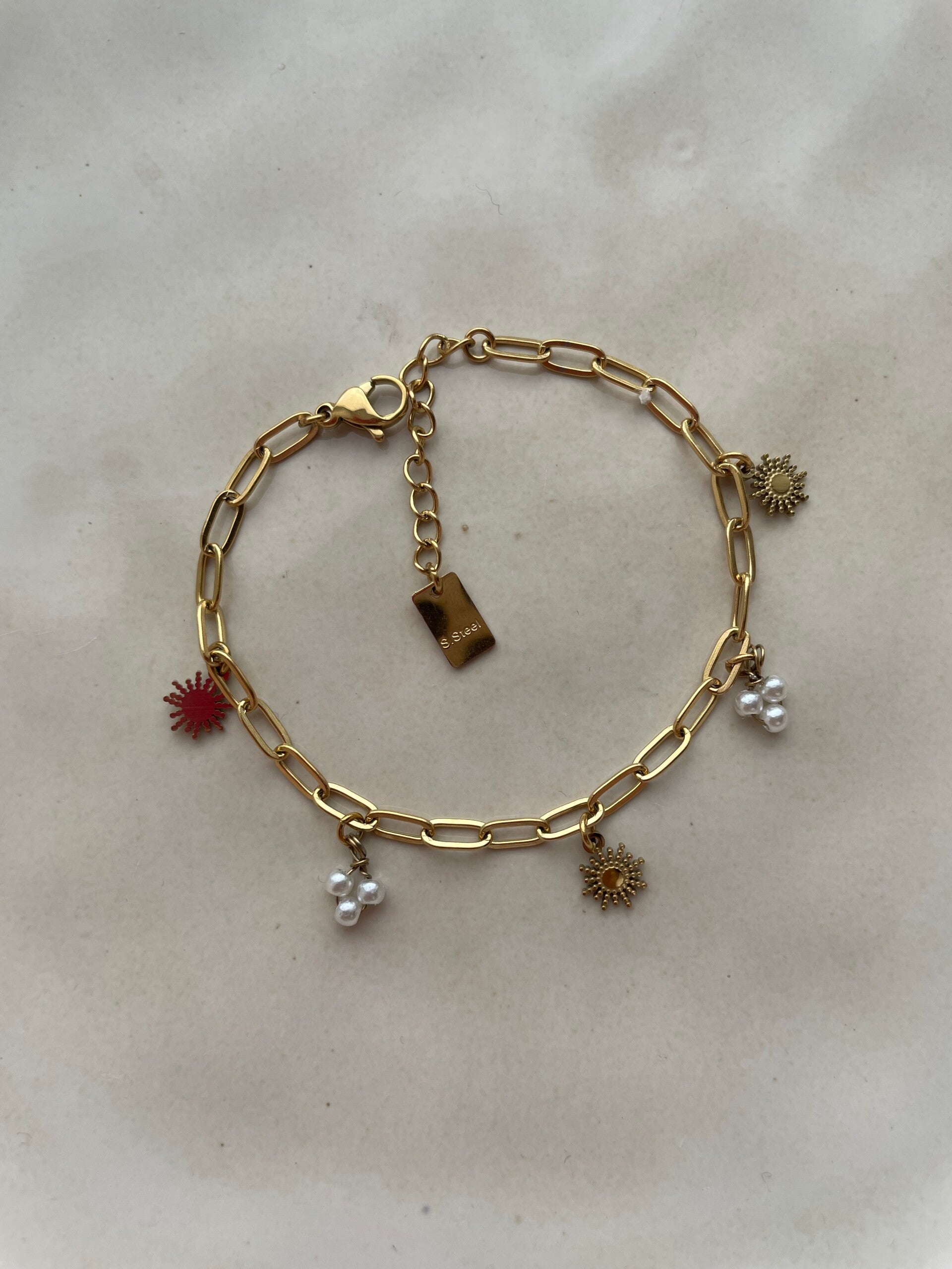 Sun pearl bracelet gold