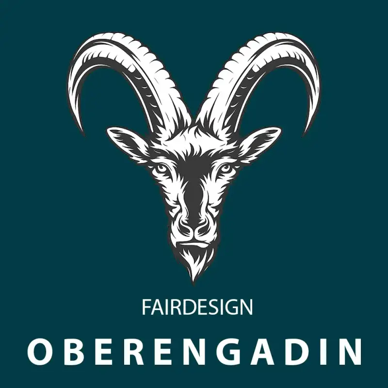Fair-Design Oberengadin Logo: Preiswertes Webdesign mit regionalem Steinbock-Symbol.