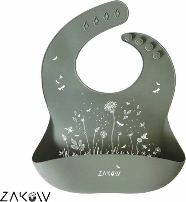 Bavoir en silicone Zakuw thème ''Dans le jardin de la sauge