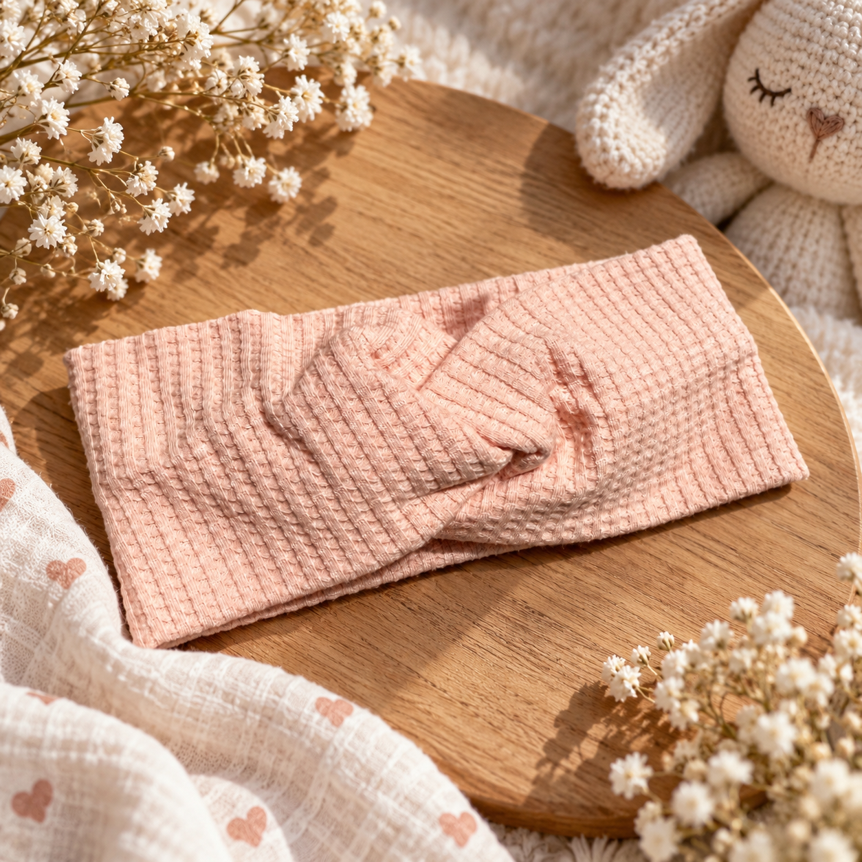 Bandeau cheveux gaufré rose
