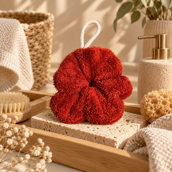 Fleur de douche éponge terracota