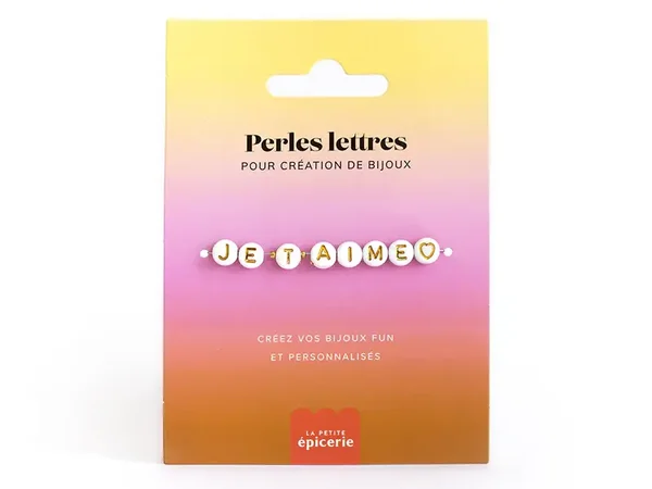 Perles lettres "Je t'aime" pour bracelet à personnaliser