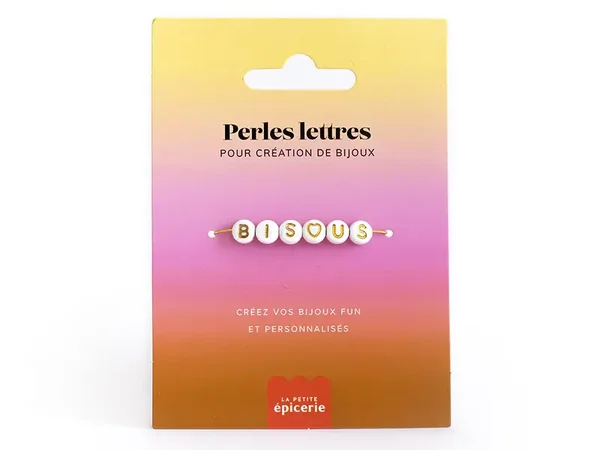 Perles lettres "Bisous" pour bracelet à personnaliser