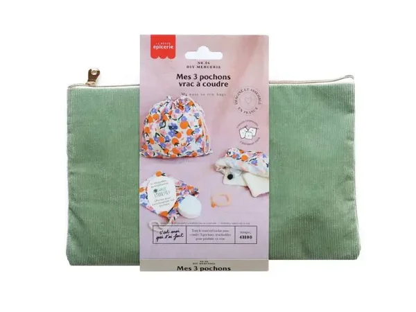 Kit DIY Mercerie - Mes 3 pochons vrac à coudre tissu mandarine