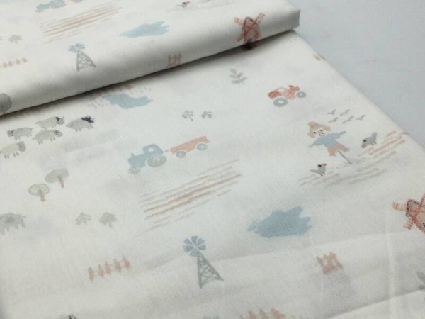 Popeline de coton qjutie collection ferme