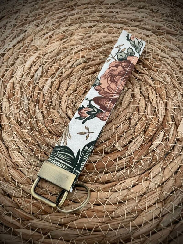 Porte clé dragonne fleurs vintage