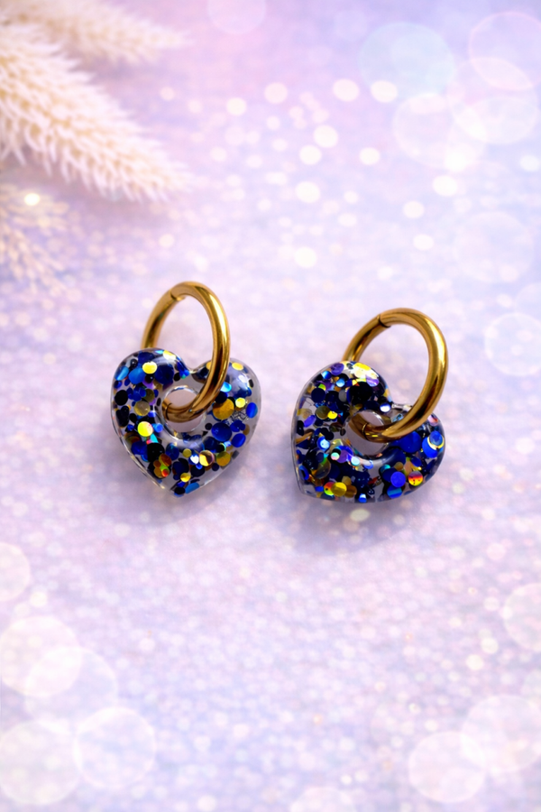 Paire de pampilles céleste cœur