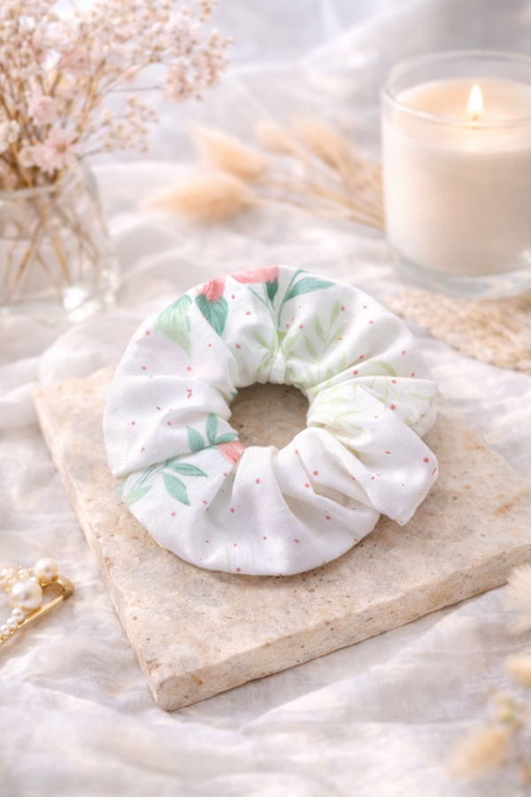 Chouchou vintage fleurs et pois