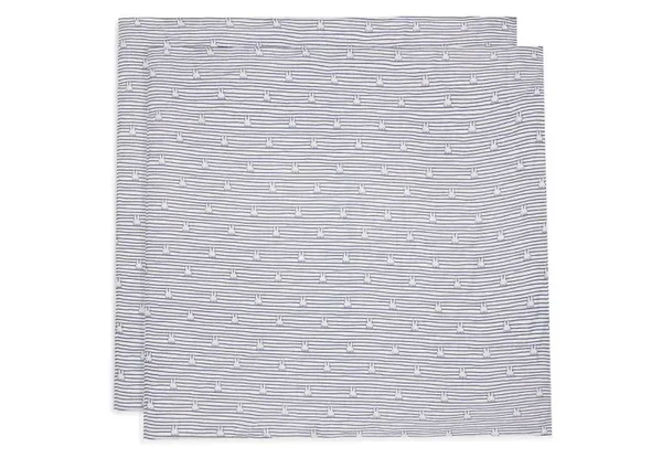 Lange Gaze de Coton Large 115x115cm Miffy Stripe - Navy - 2 Unités