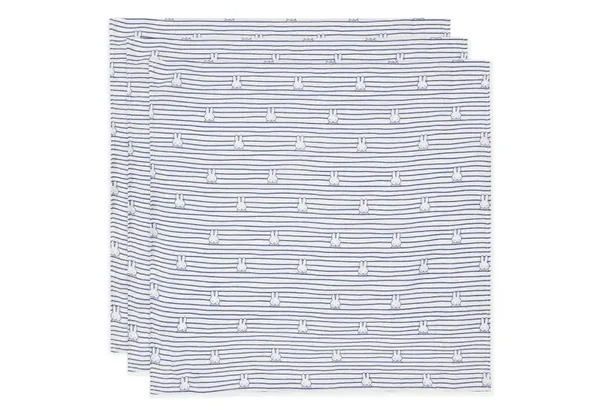 Lange Gaze de Coton Small 70x70cm Miffy Stripe - Navy - 3 Unités