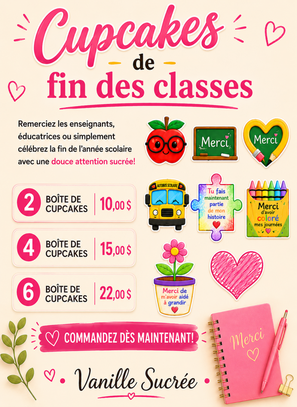 CUPCAKES FIN DES CLASSES 🍎