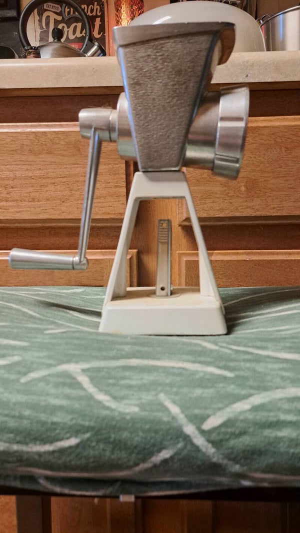 Retro meat grinder counter top grip mounting