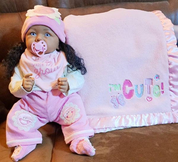 Very cute black baby girl soft vynle doll