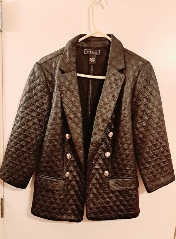 NYCC New York Clothing Company very stylish Black quilted leather jacket Large 12-14
