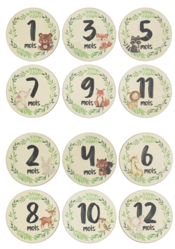 Cartes en bois pour photos mensuelle