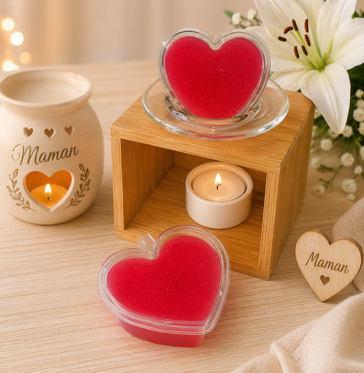 Douceur de Maman – Cœurs Parfumés Waxy Jelly – ROSE VANILLÉE 🌹
