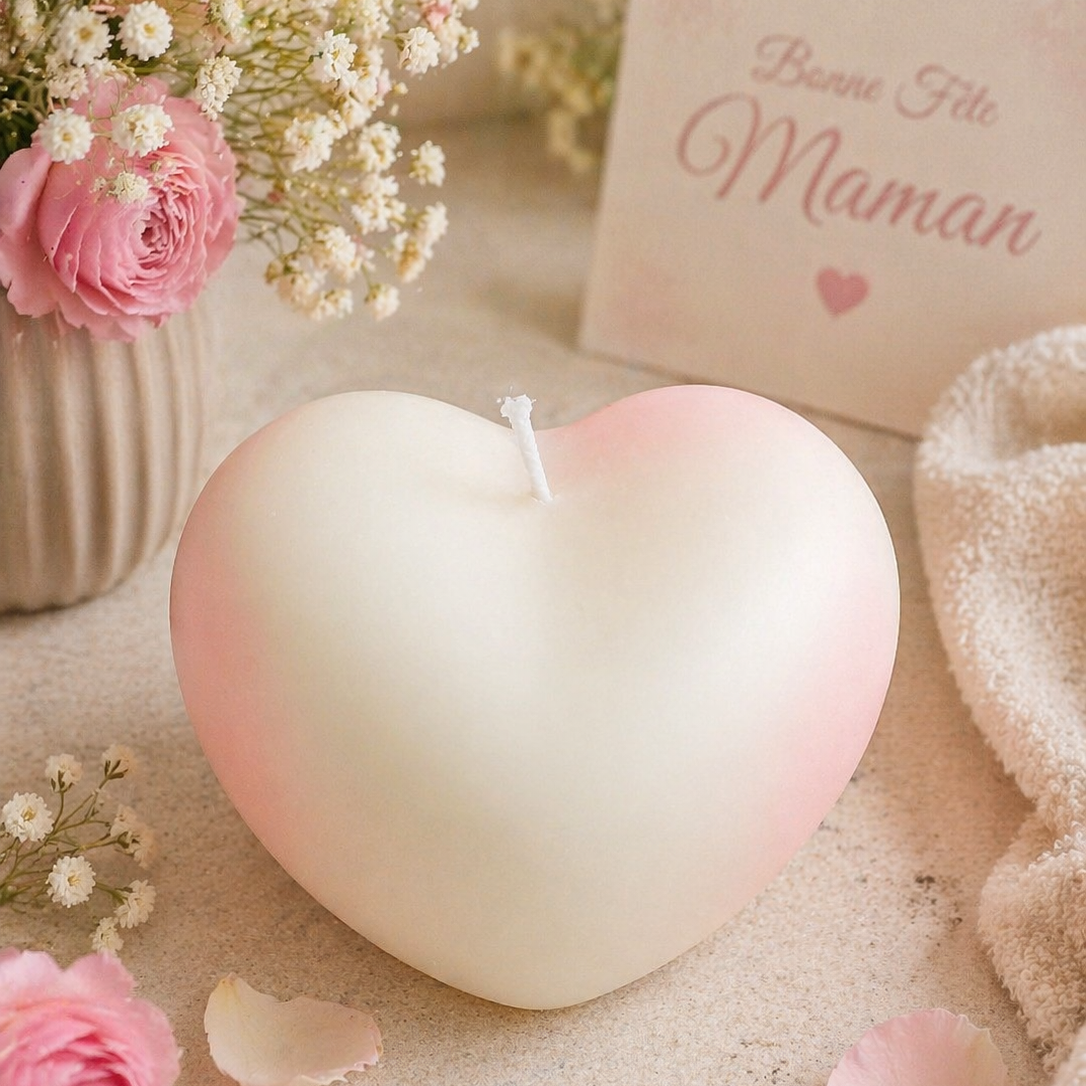 Bougie moulée Cœur – Édition Fête des Mères - INSTANT DE DOUCEUR