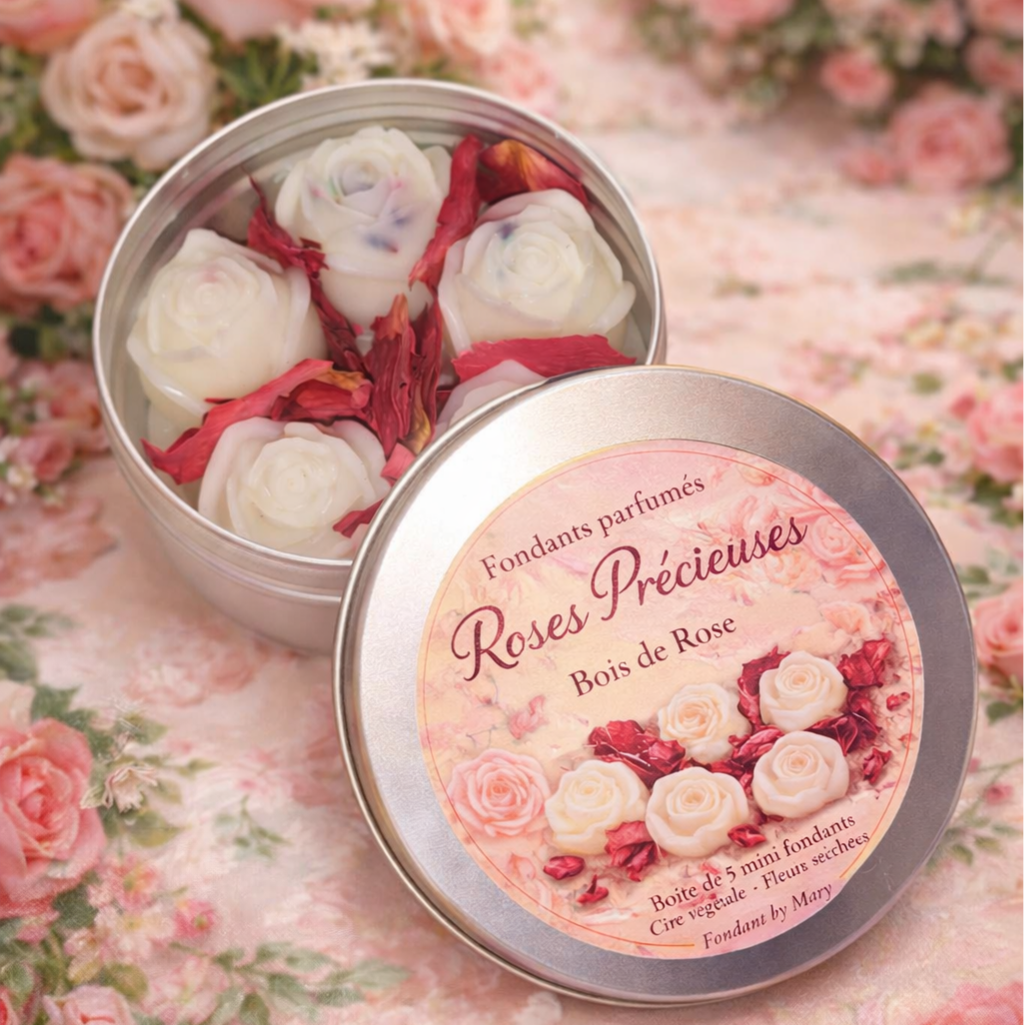 🌹 ÉCRIN DE ROSES – Rose Passion Fondants parfumés artisanaux – Boîte de 5 mini roses Fondants.by.Mary
