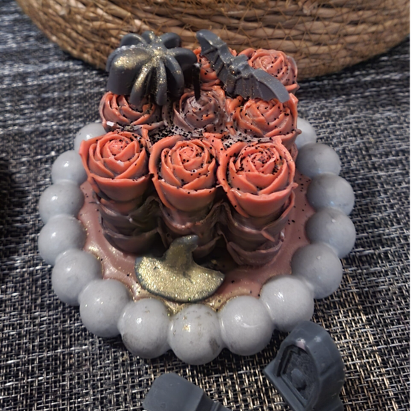 🌹 Bougie d’Halloween – Rose Nocturne 🎃
